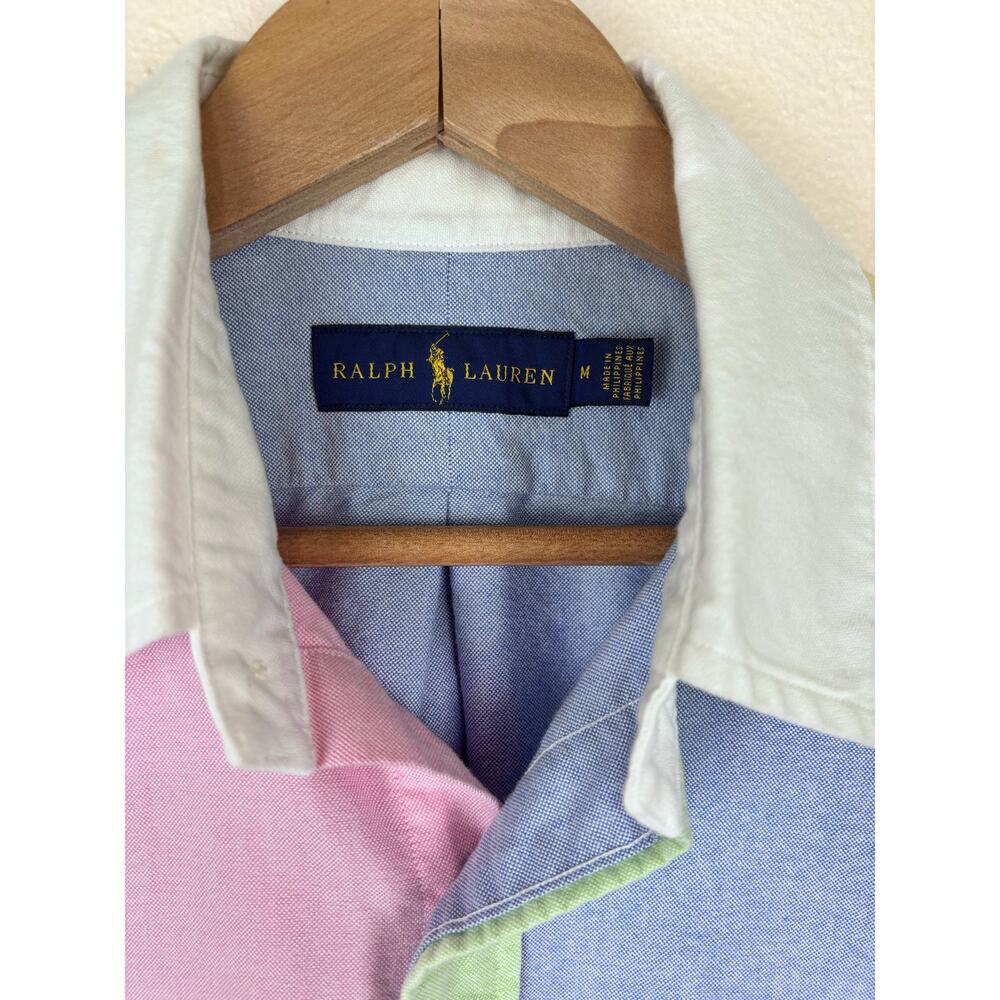 Ralph Lauren Colorblock Oxford Shirt Medium Classic Fit Blue Pink Collegiate - Picture 3 of 7
